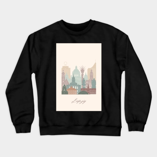 Leipzig, Germany, map skyline - 02 style Crewneck Sweatshirt by GreenGreenDream